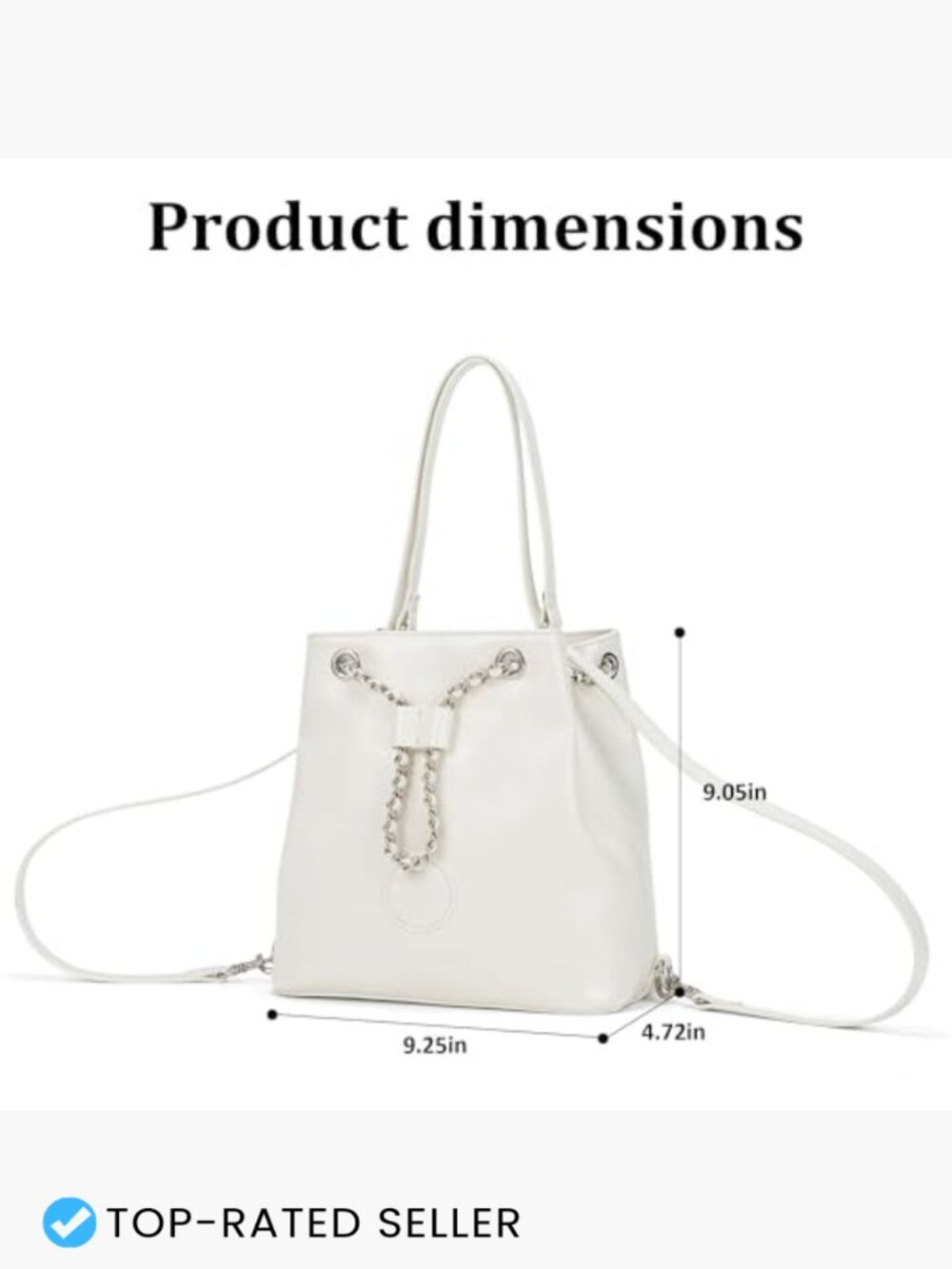 Vegan Leather Drawstring Bucket Bag Tote 2 Straps Crossbody Handbag - Picture 3 of 5